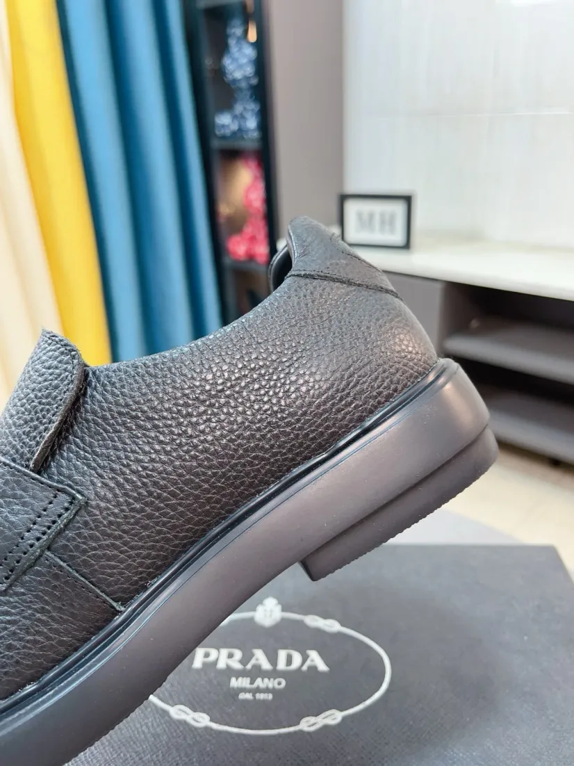 Men's shoes 💰540🌹🌹【PRADA Leather Shoes】Top purchasing agency Original imported Italian custom-made open-edge beaded cowhide leather surface, fully imported water-dyed breathable cowhide lining, original factory special molded sole super comfortable, size: 38-44